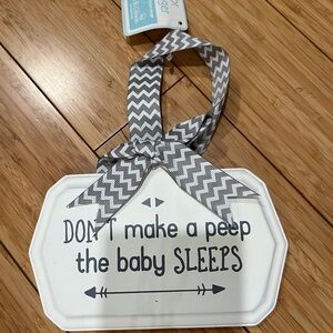 New Gray and White Baby Sleeping Sign